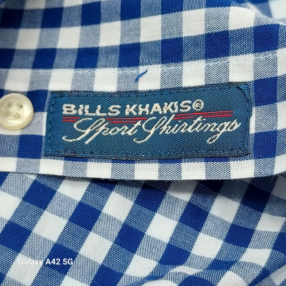 Bills Khakis Mens XL Blue White Gingham Button Down Shirt Classic Fit Cotton - Picture 4 of 6